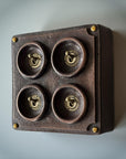 4 Gang 2 Way Antique Copper Metal Surface Mounting Conduit Light Switch