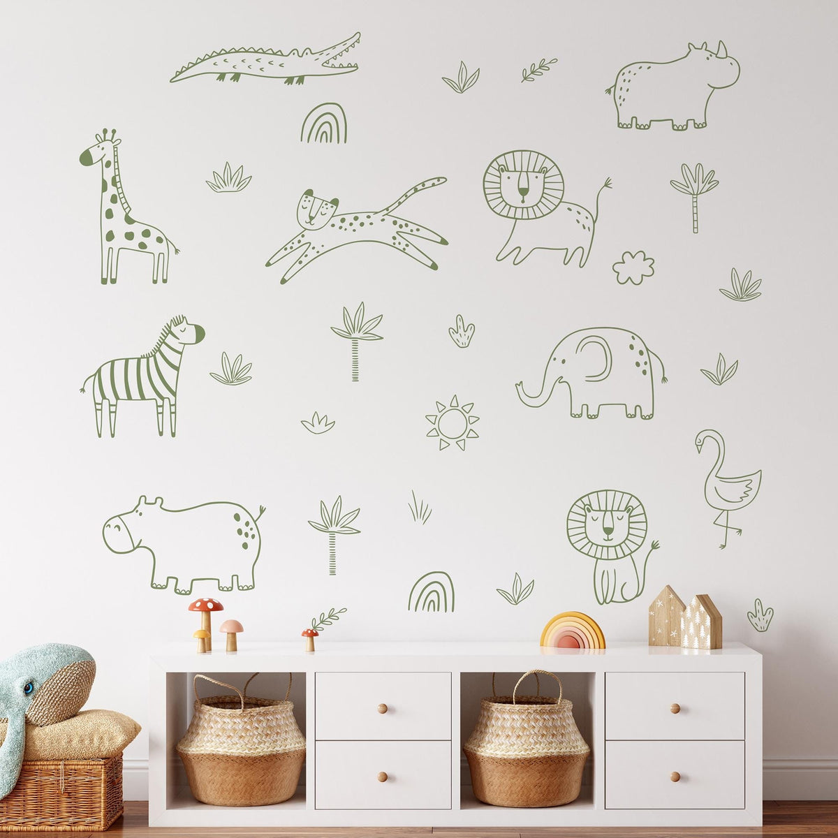 Jungle Animal Decals: Safari Nursery Decor, Removable Wall Art