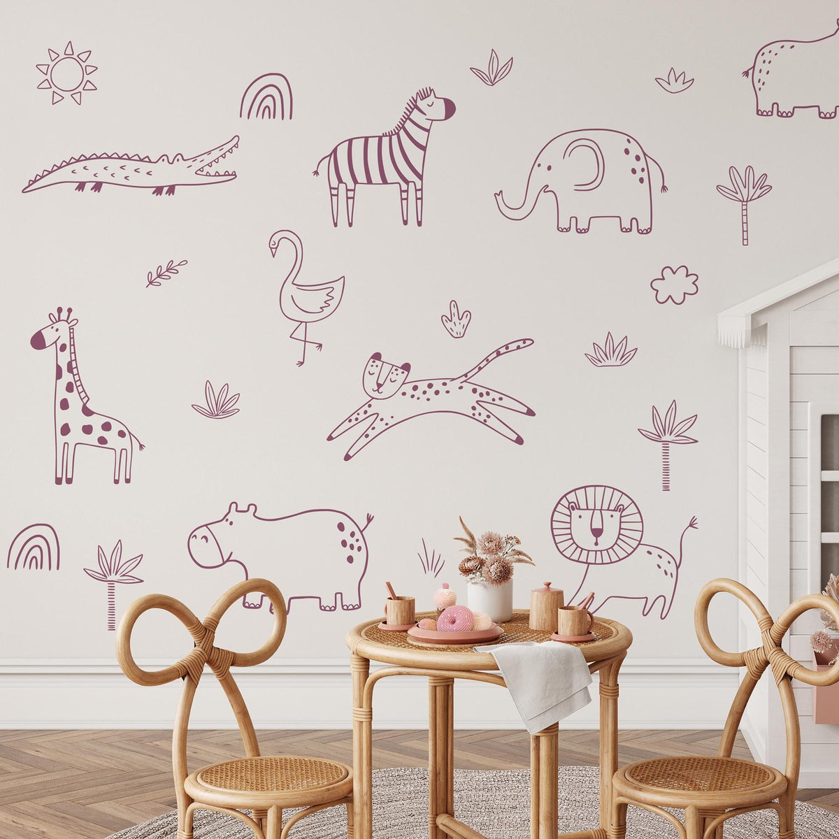 Jungle Animal Decals: Safari Nursery Decor, Removable Wall Art