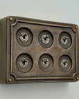 6 Gang 2 Way Antique Brass Solid Cast Metal Conduit Light Switch Industrial