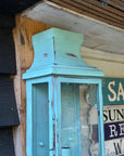 Reedham - Verdigris Effect Flush Wall Lantern - Glass Sconce