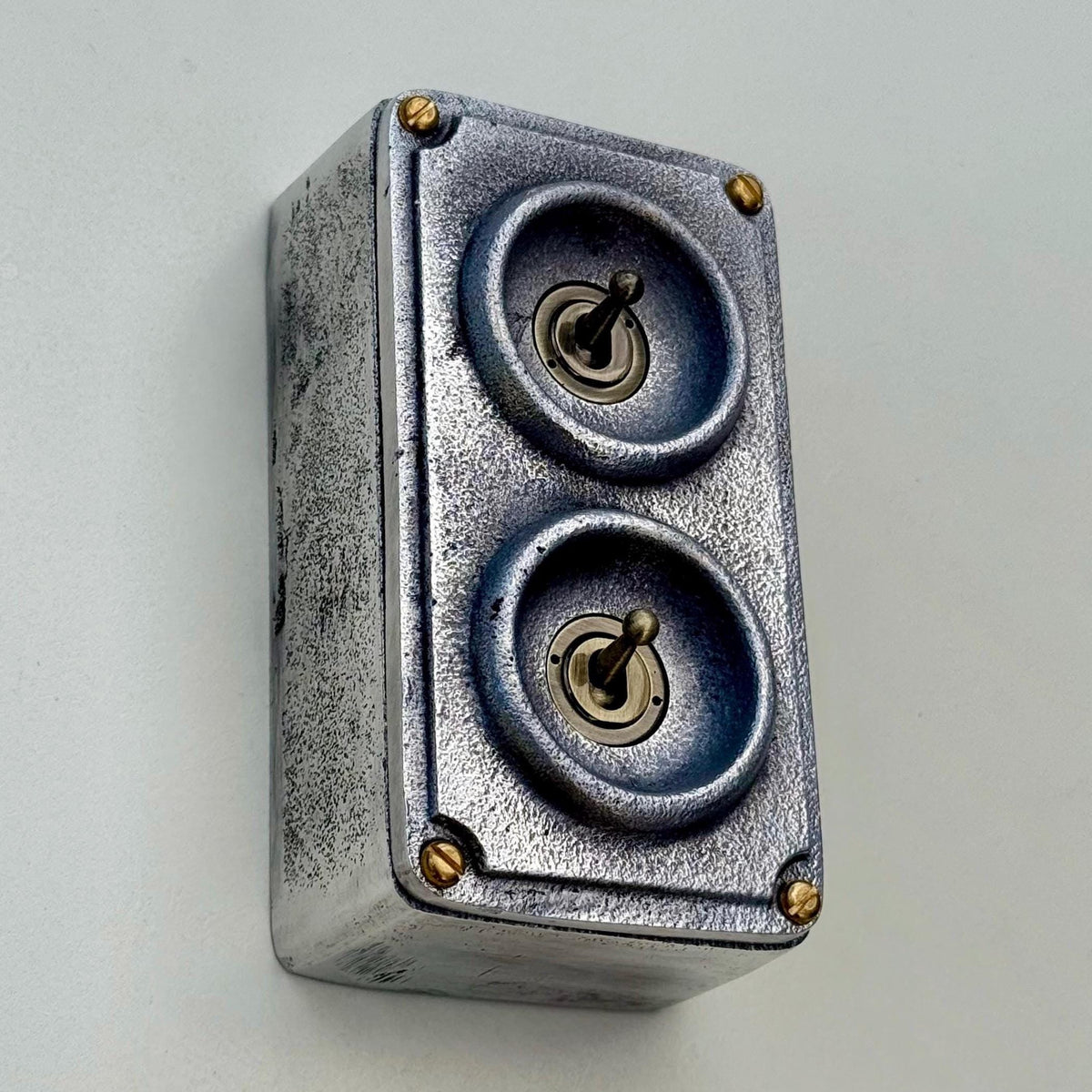 Double 2 Gang Cast Metal Toggle Light Switch | Industrial 2 Way