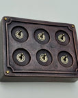 6 Gang 2 Way Antique Copper Toggle Light Switch | Metal Conduit