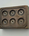 6 Gang 2 Way Antique Brass Solid Cast Metal Conduit Light Switch Industrial