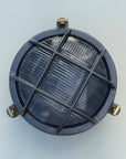 Wroxham Cast Pewter Caged Bulkhead Wall or Ceiling Light - IP65