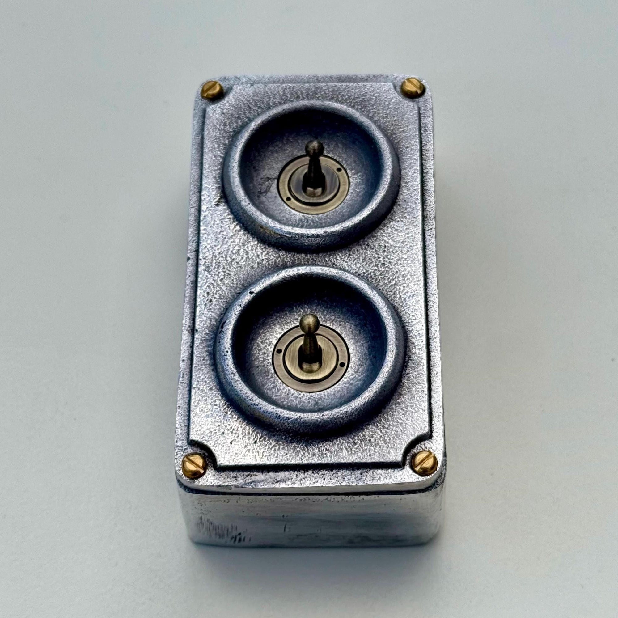 Double 2 Gang Cast Metal Toggle Light Switch | Industrial 2 Way