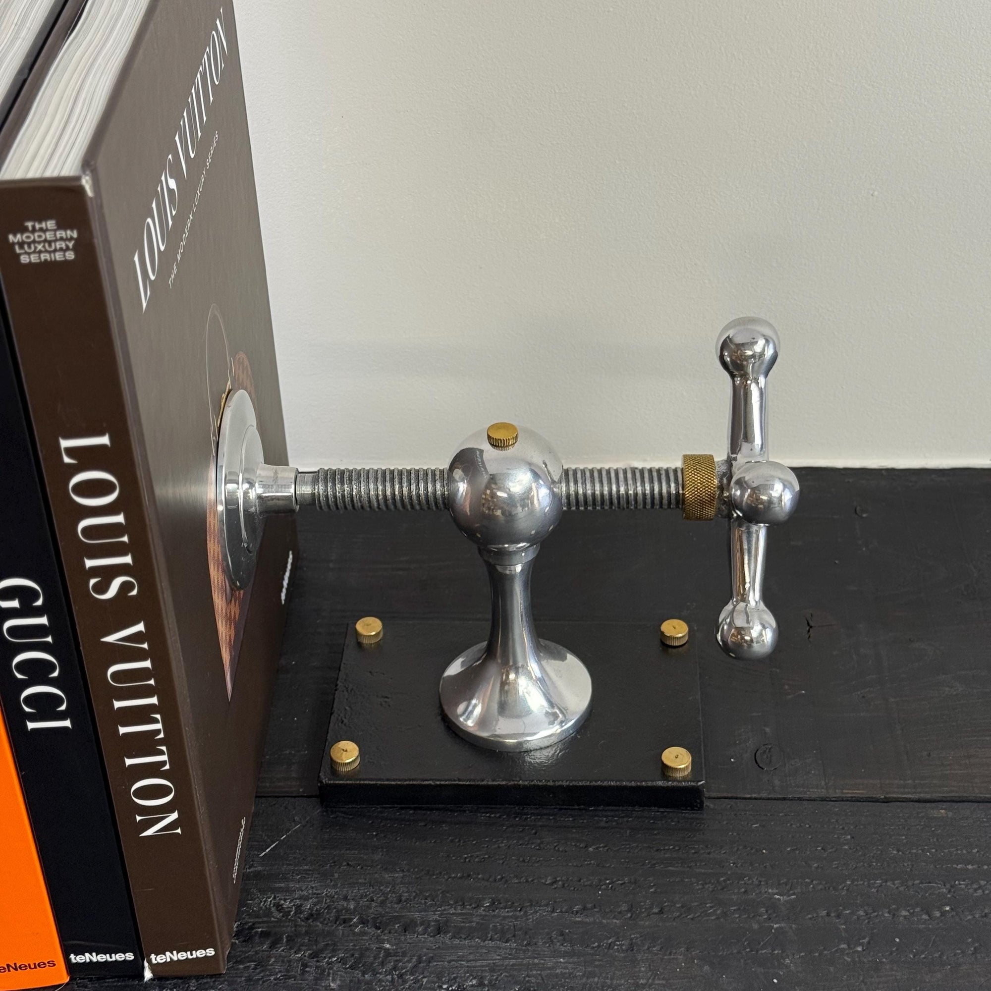 Windlass Bookend Nautical Book Holder Aluminium &amp; Brass Organizer