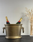 Antique Brass Champagne Ice Bucket with Engraved Detail