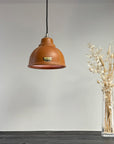 Trimingham ~ Real Genuine Leather Hand Stitched Solid Lampshade Pendant Set Light ~ 8.5 Inch