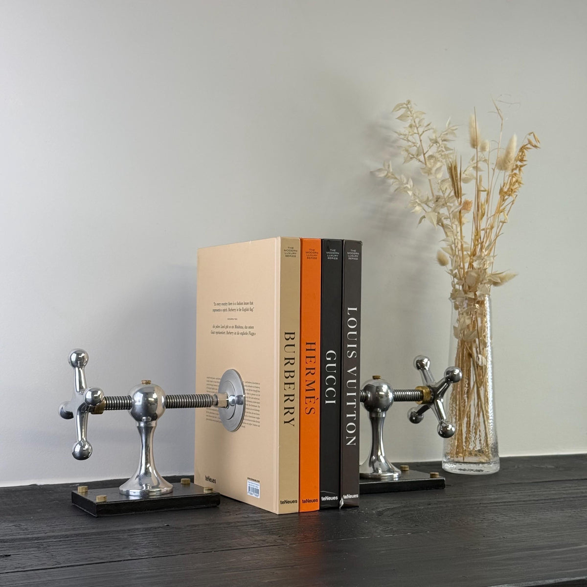 Windlass Bookend Nautical Book Holder Aluminium &amp; Brass Organizer