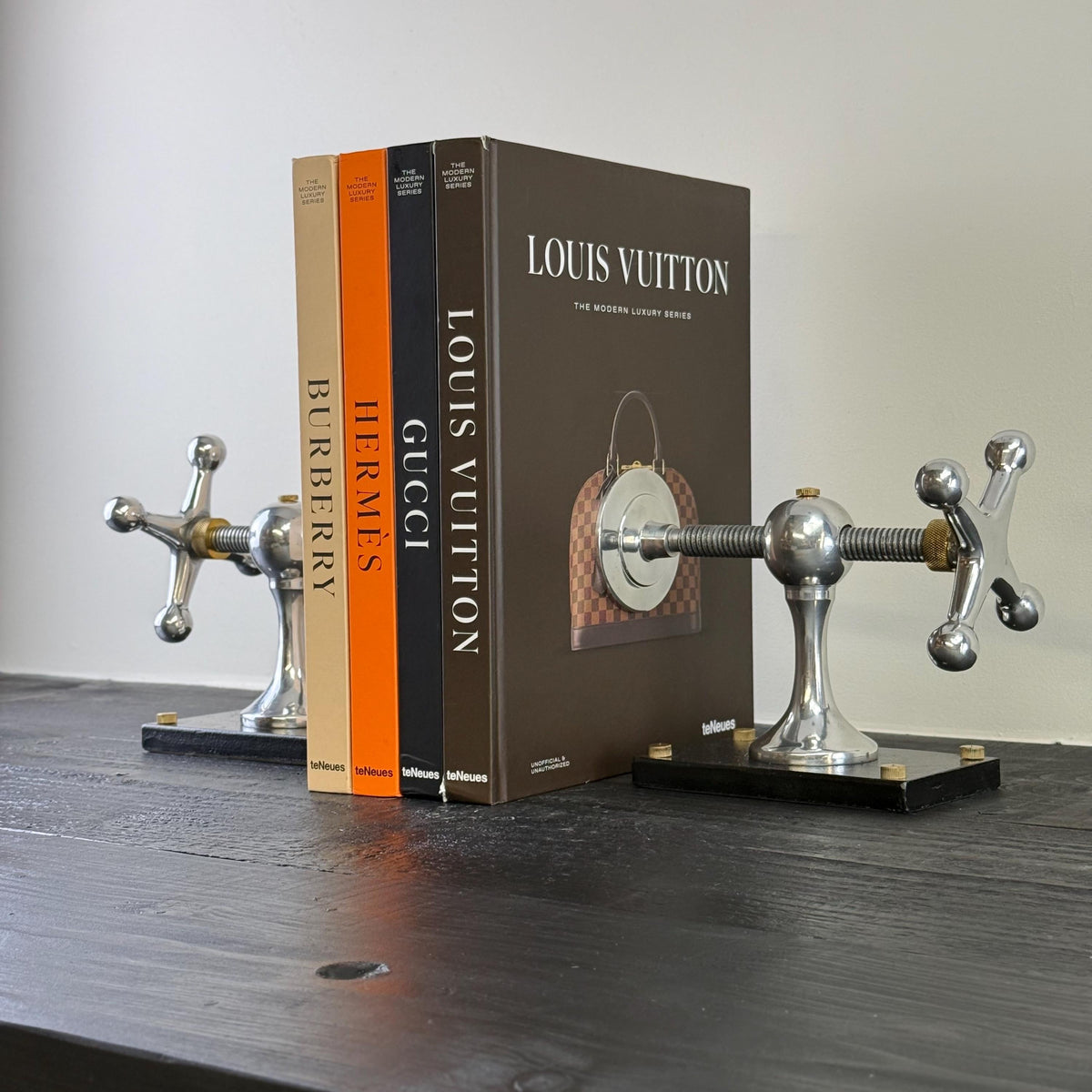 Windlass Bookend Nautical Book Holder Aluminium &amp; Brass Organizer