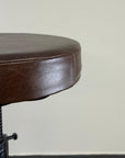 Vice Clamp Adjustable Stool | Cast Iron Industrial Seat | Leather Top