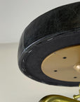 Antique Brass & Black Leather Adjustable Bar Stool