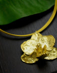 Orchid Necklace: Delicate Real Flower Jewelry (Gold Plated Silver)-0