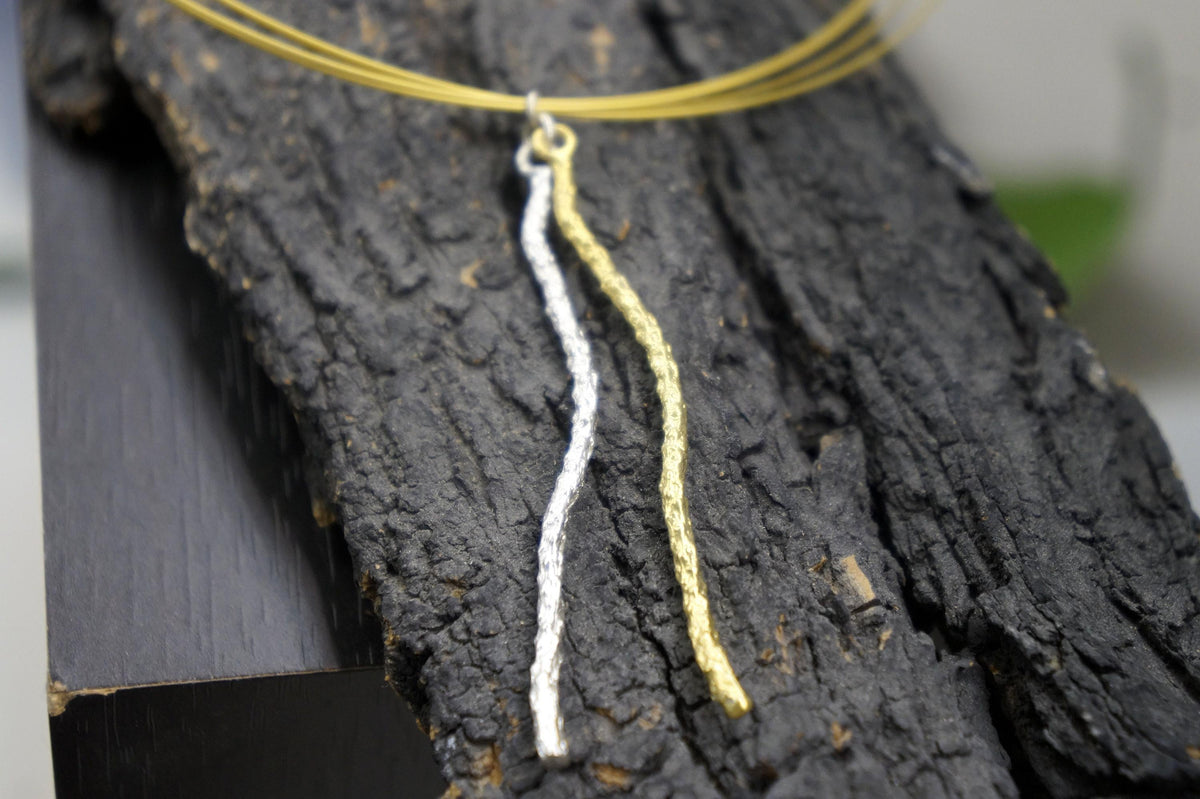 Real Pine Twig Silver Pendant Necklace, Handmade Nature Jewelry, Organic Botanical Pendant, Unique Gift for Nature Lovers, Sterling Silver 925