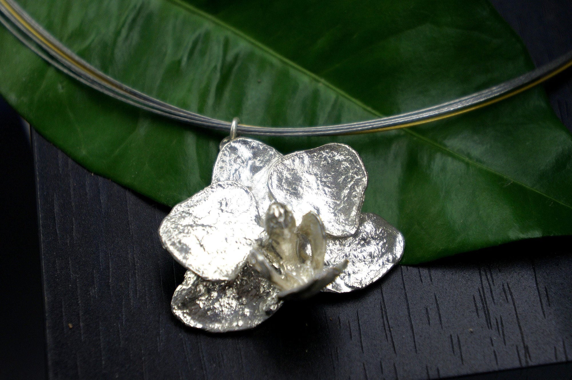 Orchid Necklace: Delicate Real Flower Jewelry (Gold Plated Silver)-3