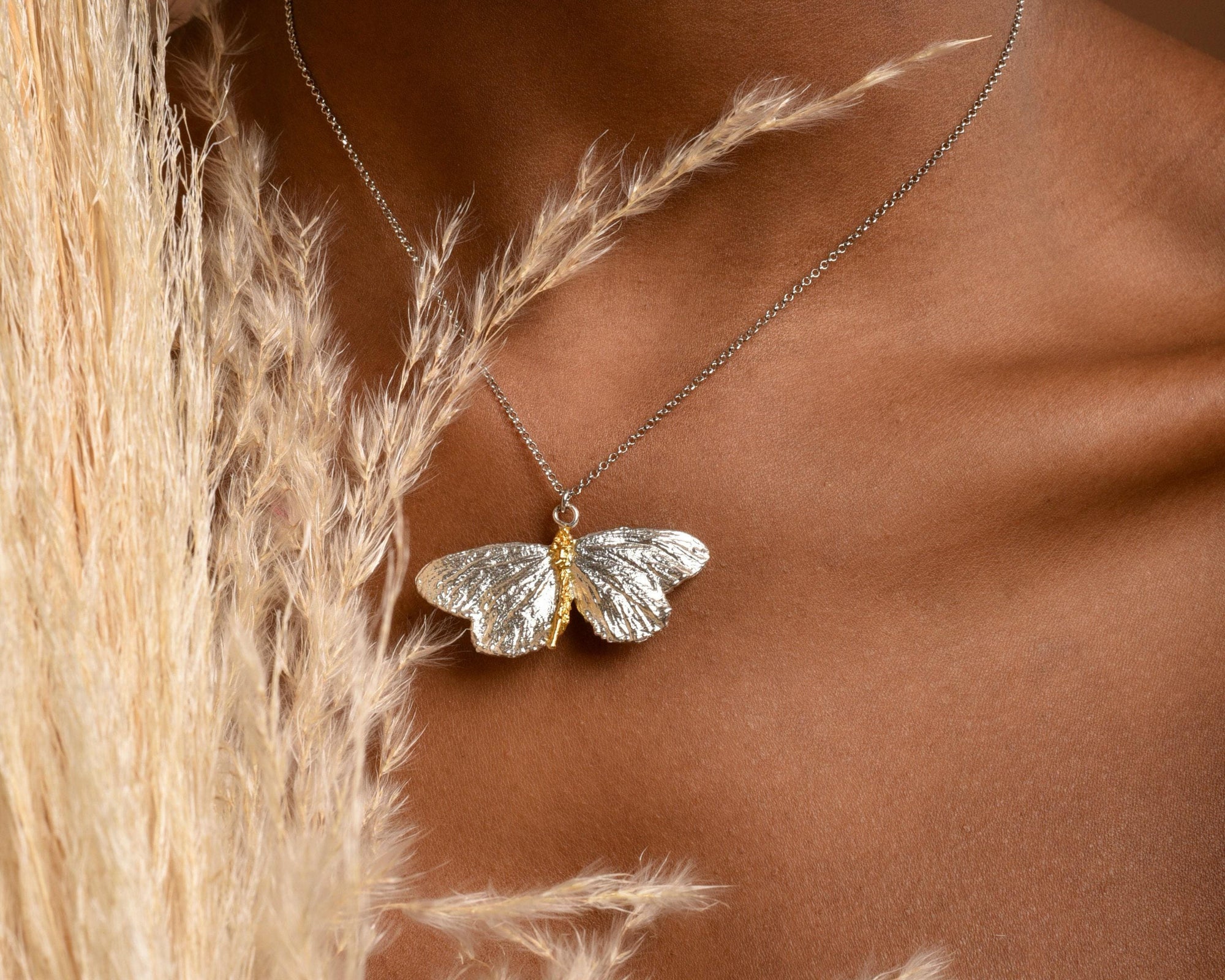 Butterfly Pendant: Gold Plated Sterling Silver (Eco Friendly Necklace)-0