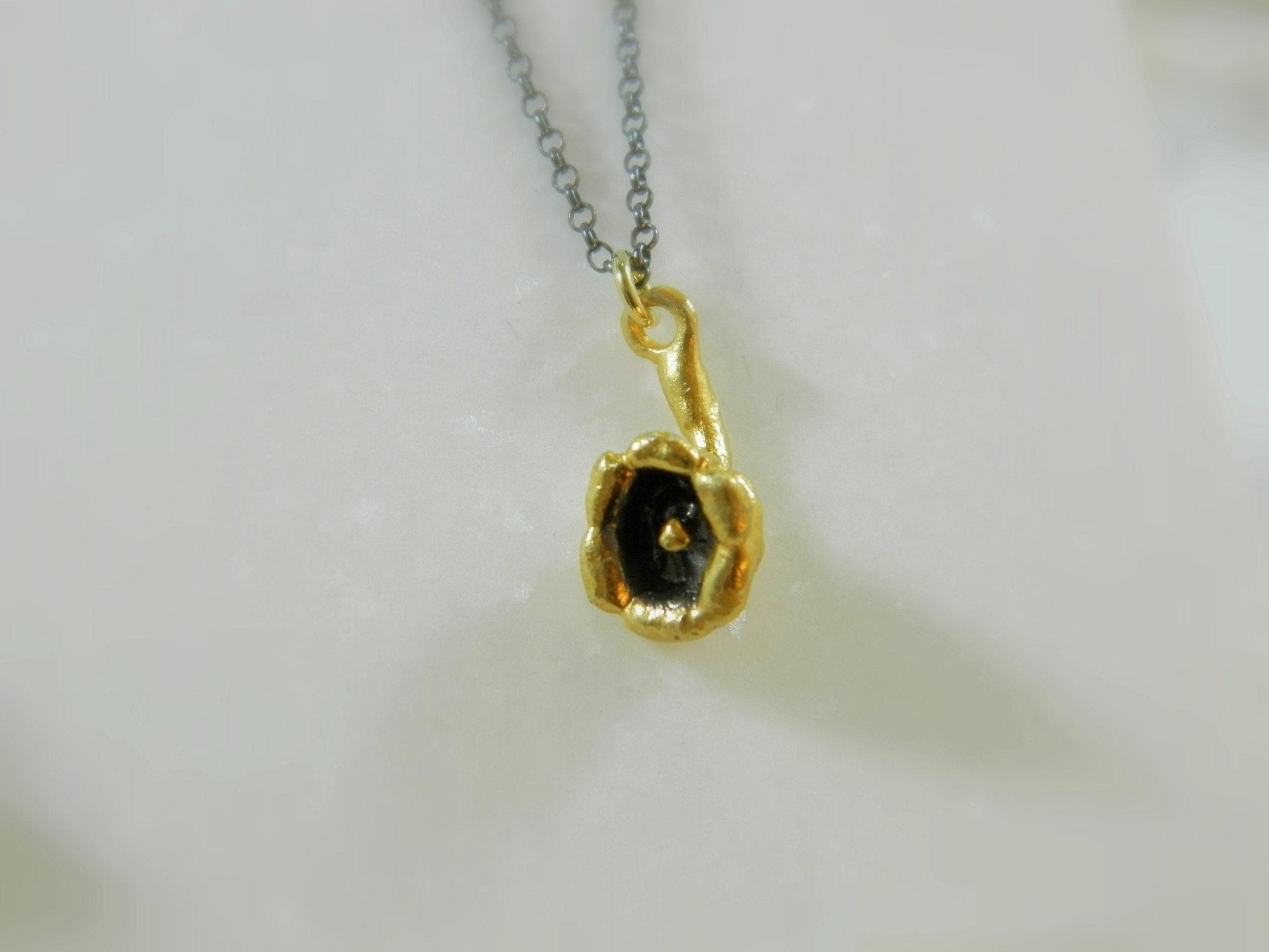 Lily of the Valley Pendant: Woodland Jewelry (Black Rhodium &amp; Gold Plated)-3
