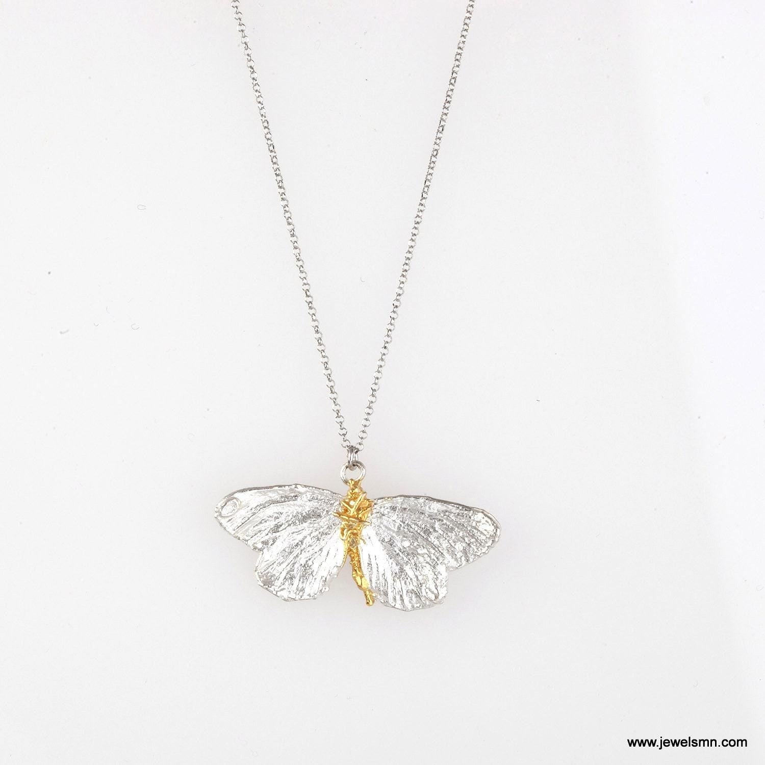 Butterfly Pendant: Gold Plated Sterling Silver (Eco Friendly Necklace)-3