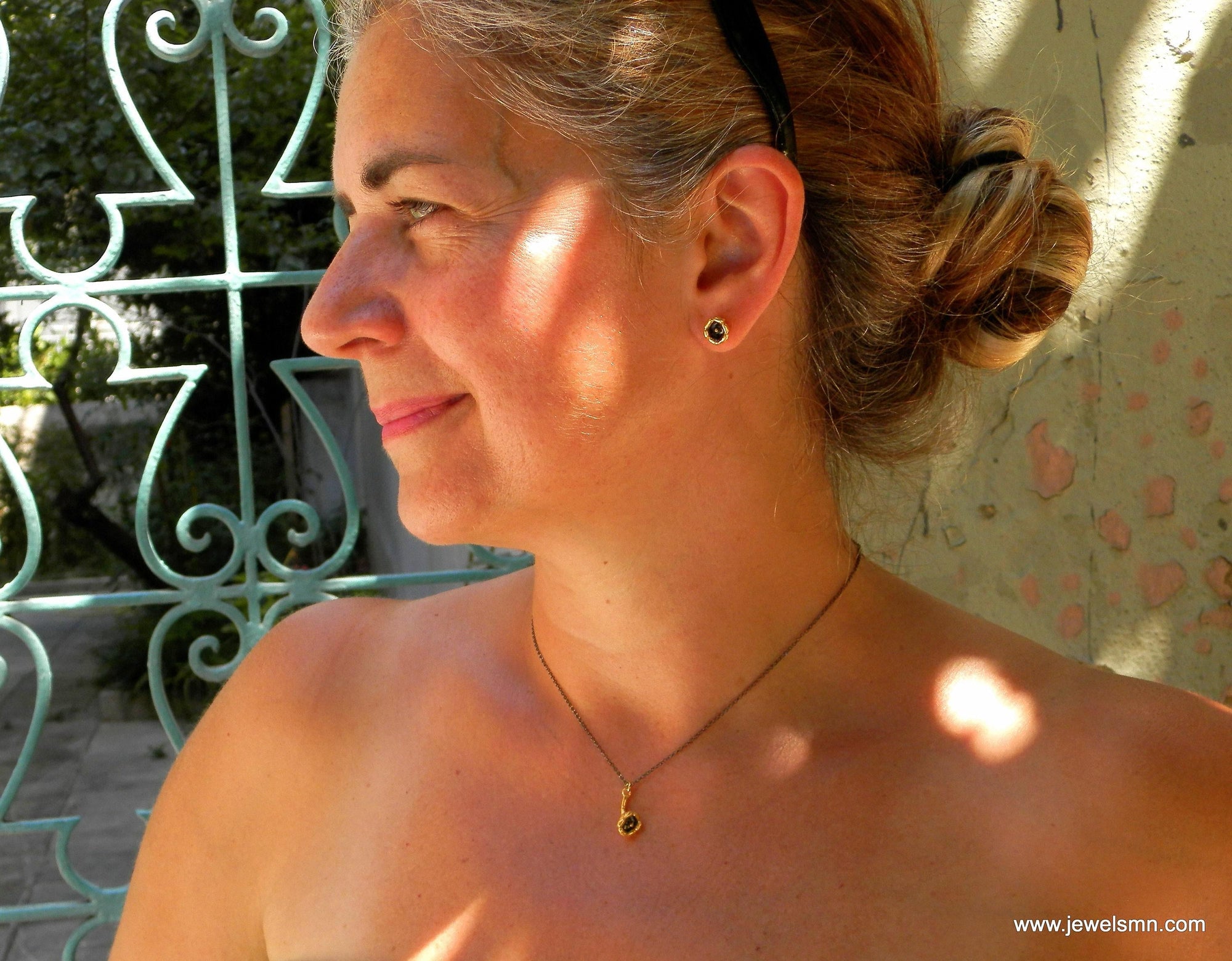 Lily of the Valley Pendant: Woodland Jewelry (Black Rhodium &amp; Gold Plated)-4