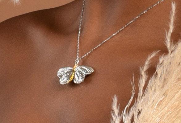 Butterfly Pendant: Gold Plated Sterling Silver (Eco Friendly Necklace)-4