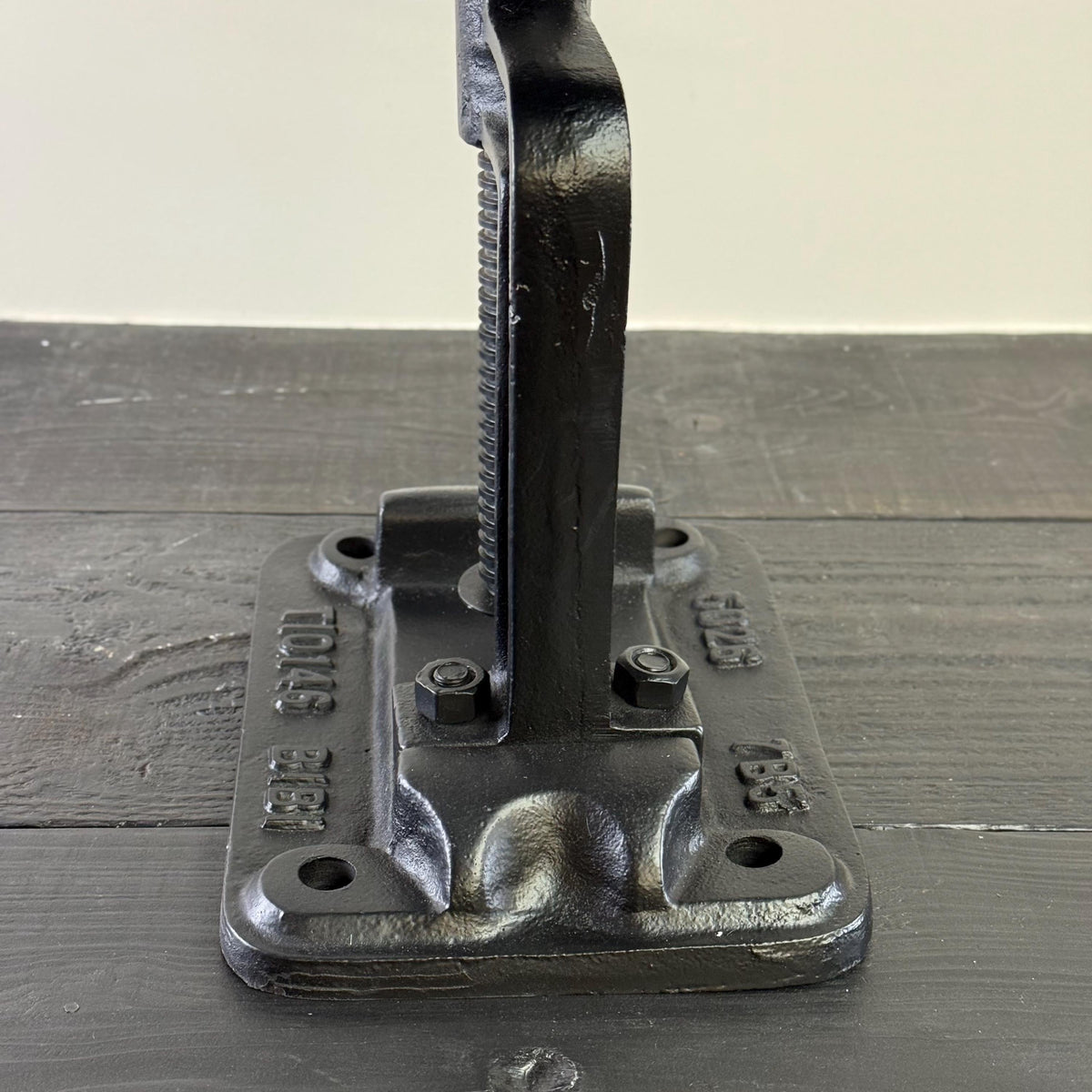Vice Clamp Adjustable Stool | Cast Iron Industrial Seat | Leather Top