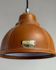 Trimingham ~ Real Genuine Leather Hand Stitched Solid Lampshade Pendant Set Light ~ 8.5 Inch