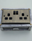 Antique Brass Double Switched Socket | 13A 2 Gang Solid Cast Metal