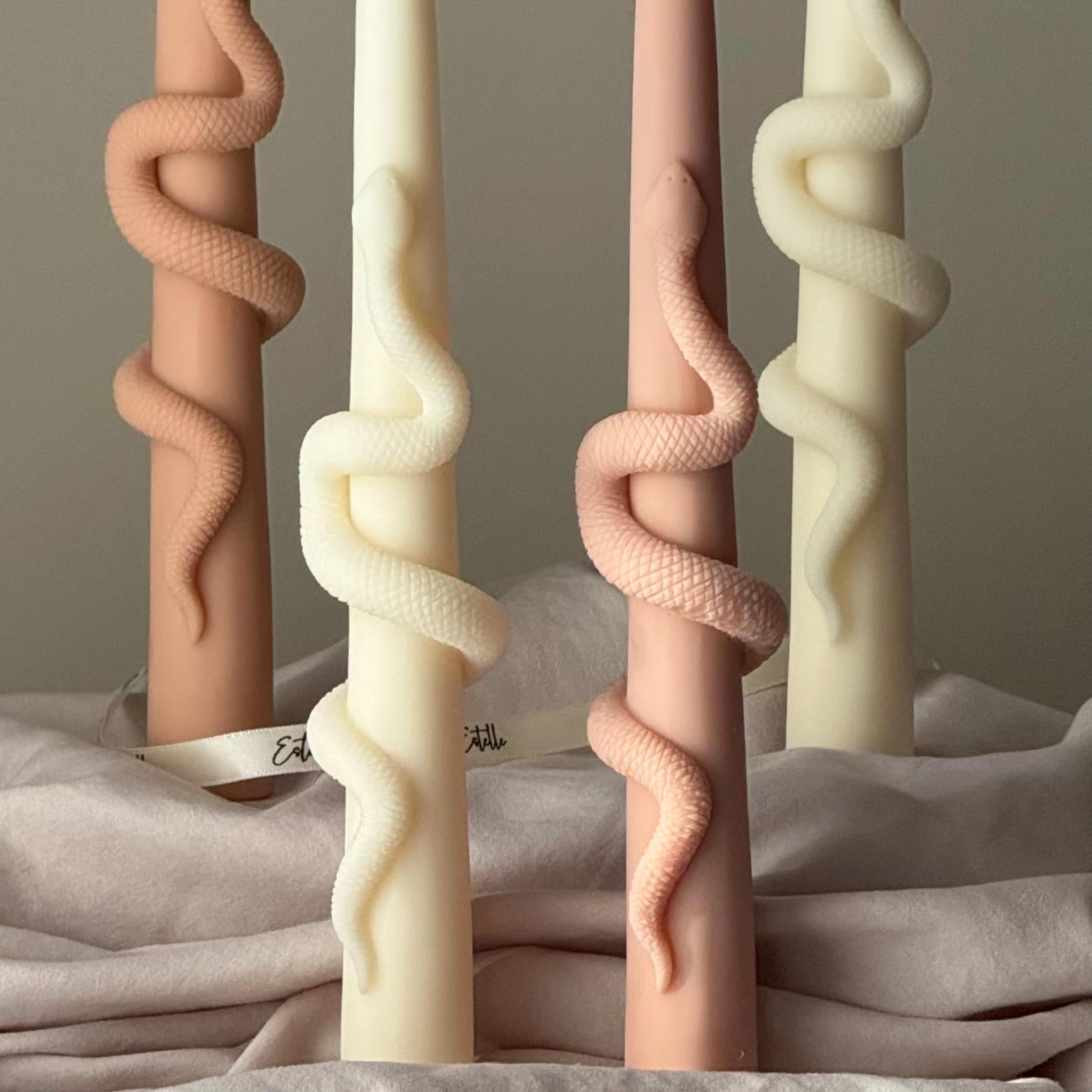 Snake Taper Soy Wax Candle: Decorative Column Pillar Candle-1