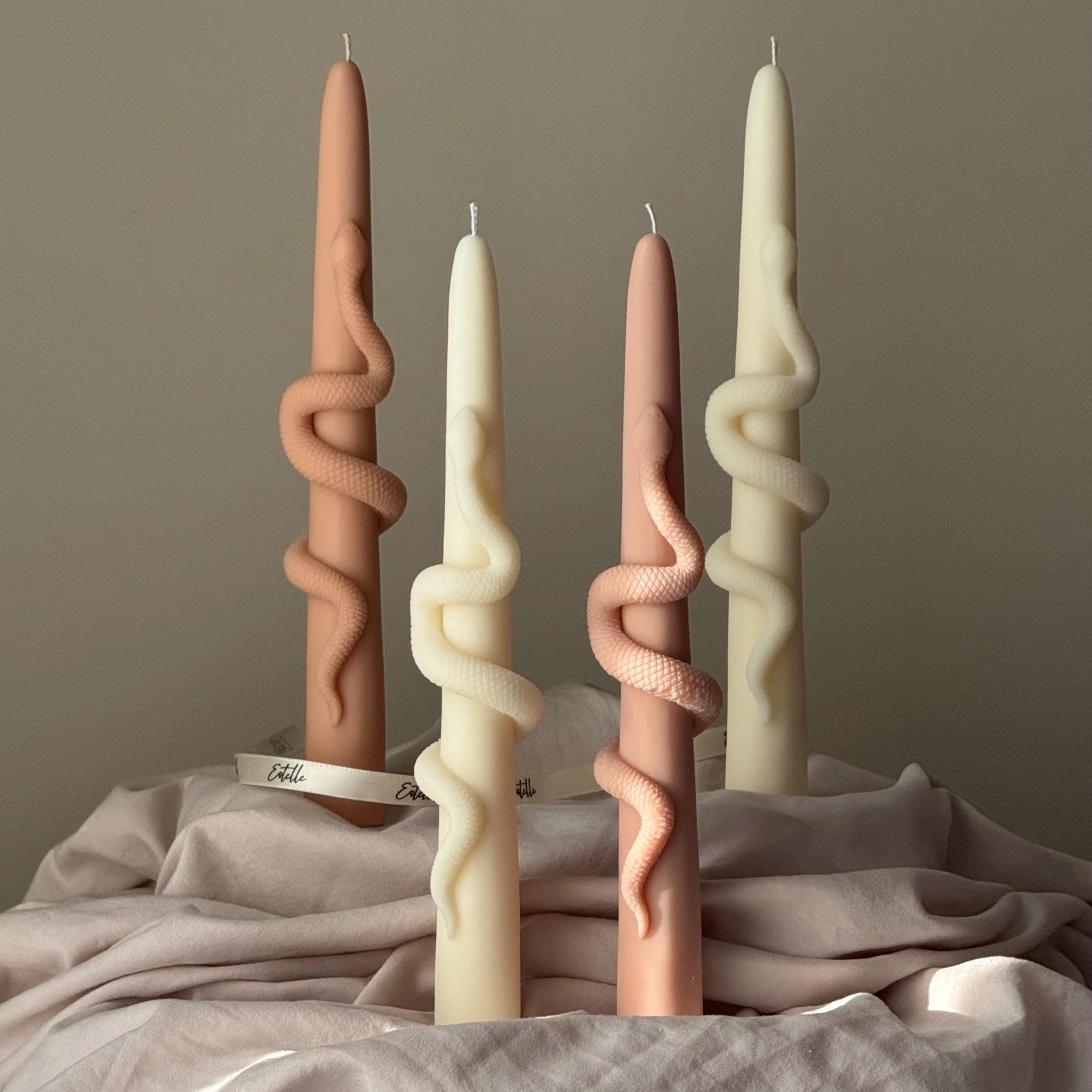 Snake Taper Soy Wax Candle: Decorative Column Pillar Candle-4