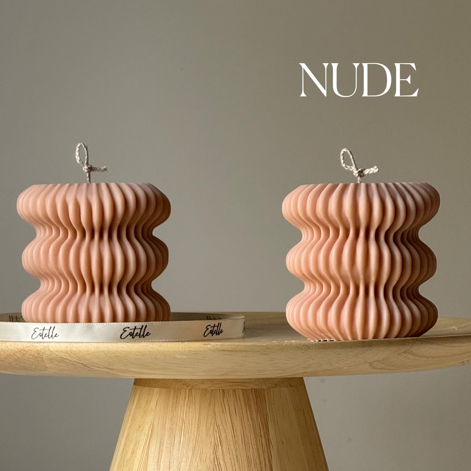 Irregular Ribbed Soy Pillar Candle: Handmade Home Decor-1