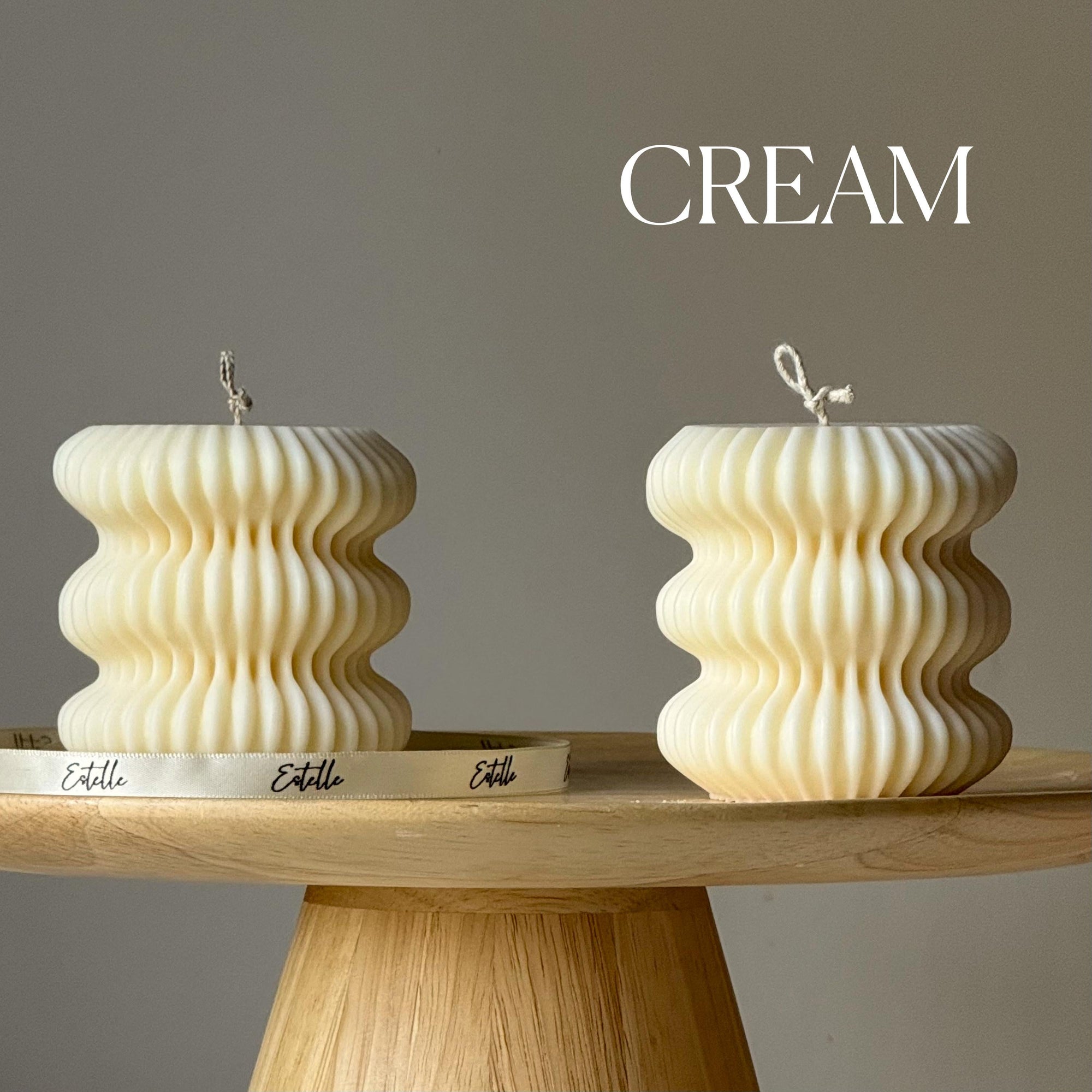 Irregular Ribbed Soy Pillar Candle: Handmade Home Decor-2