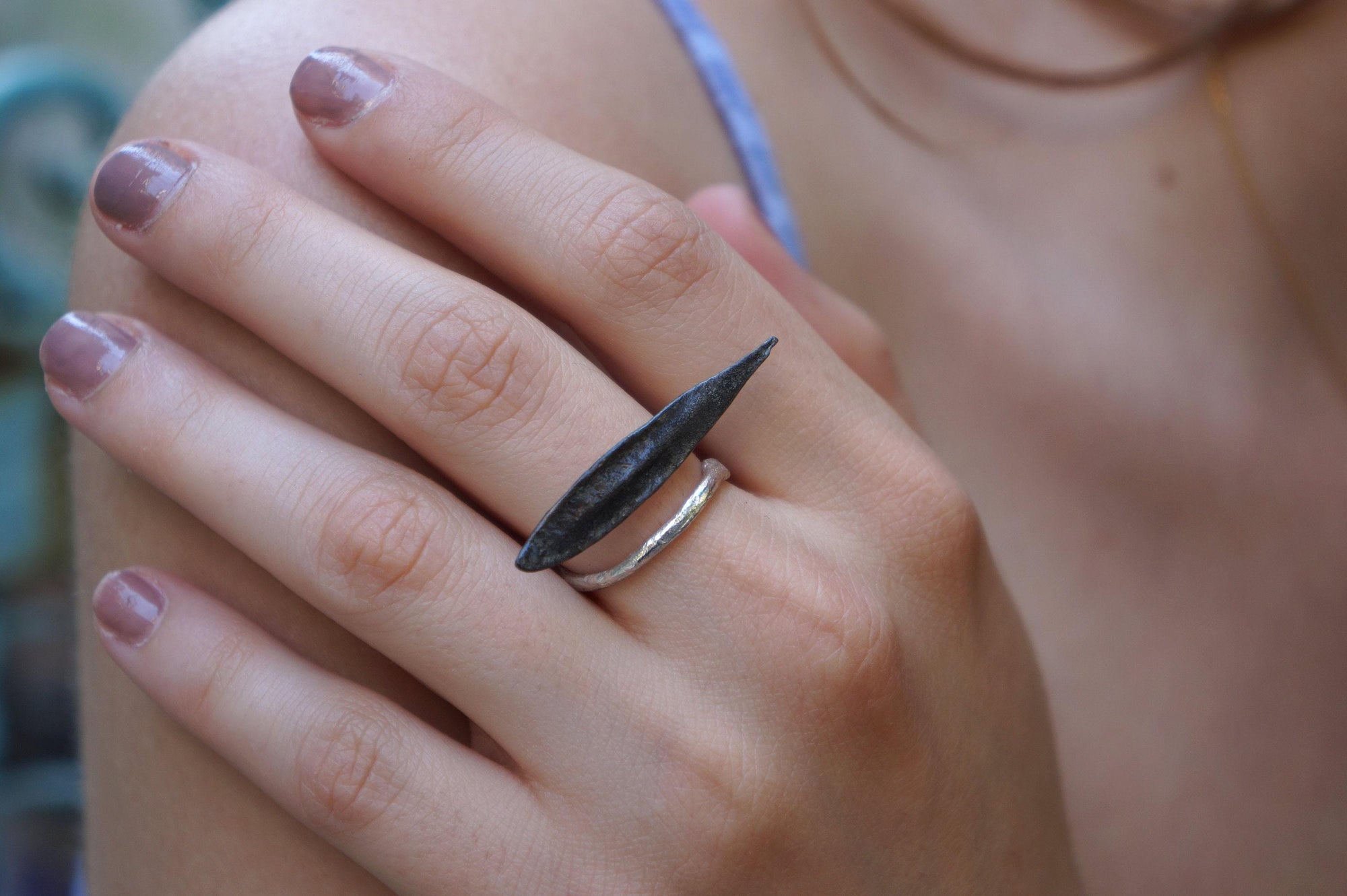 Real Olive Leaf Silver Ring, Handmade Nature Jewelry, Organic Botanical Band, Gift for Peace &amp; Protection, Gold or Sterling Silver 925