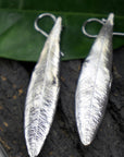 Olive Leaf Dangle Earrings - Handcrafted Sterling Silver-1