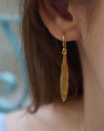 Gold & Silver Olive Leaf Earrings, Gold-Plated Sterling Silver Jewelry, Handmade Dangle Earrings, Gift for Her, Birthday Gift for Women-3