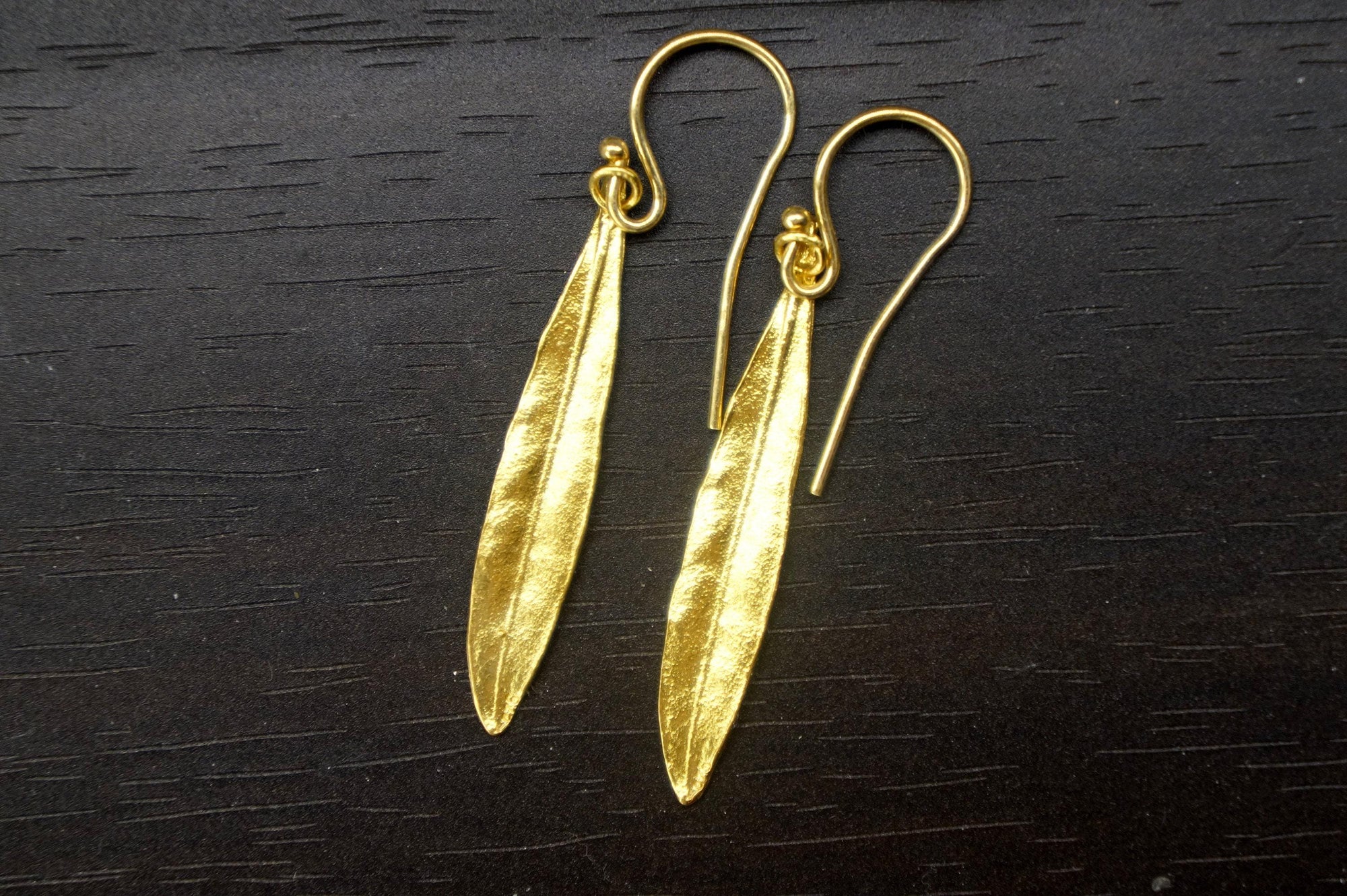 Gold &amp; Silver Olive Leaf Earrings, Gold-Plated Sterling Silver Jewelry, Handmade Dangle Earrings, Gift for Her, Birthday Gift for Women-4