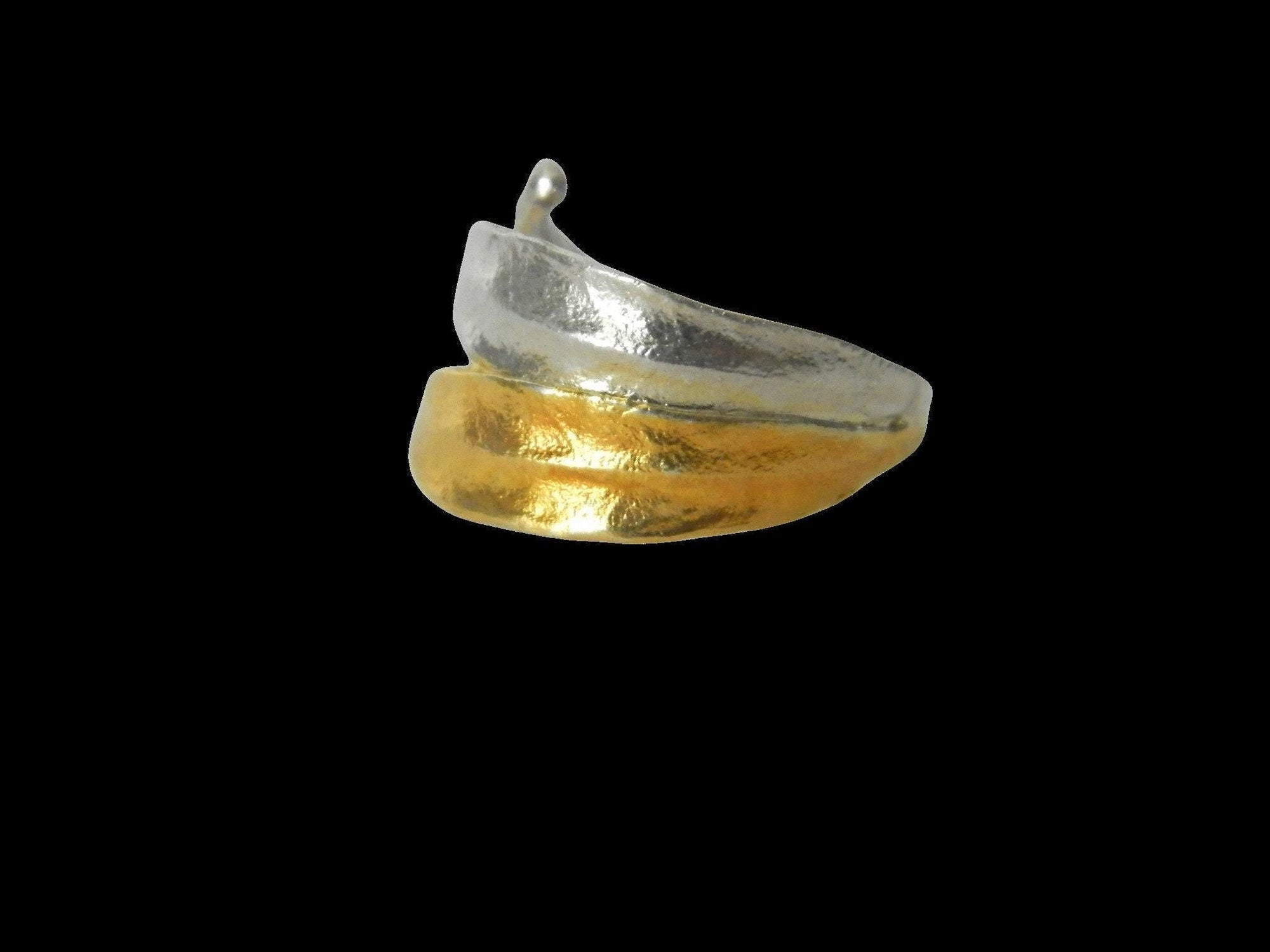 Gold-Silver Olive Leaf Ring, Gold-Plated Sterling Silver Jewelry, Gold Band, Gift for Her, Birthday Gift for Women, Handmade Jewelry-1