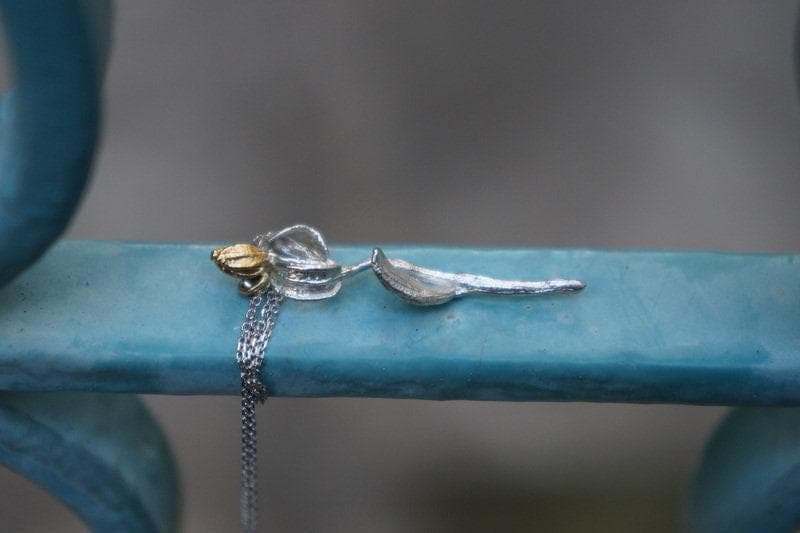 Real Olive Branch Silver Pendant Necklace, Handmade Nature Jewelry, Organic Botanical Pendant, Gift for Peace &amp; Protection, Sterling Silver 925