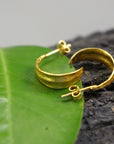 Gold Olive Leaf Hoop Earrings - Delicate Small Sterling Silver Hoops-3