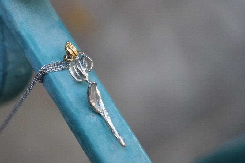 Real Olive Branch Silver Pendant Necklace, Handmade Nature Jewelry, Organic Botanical Pendant, Gift for Peace &amp; Protection, Sterling Silver 925