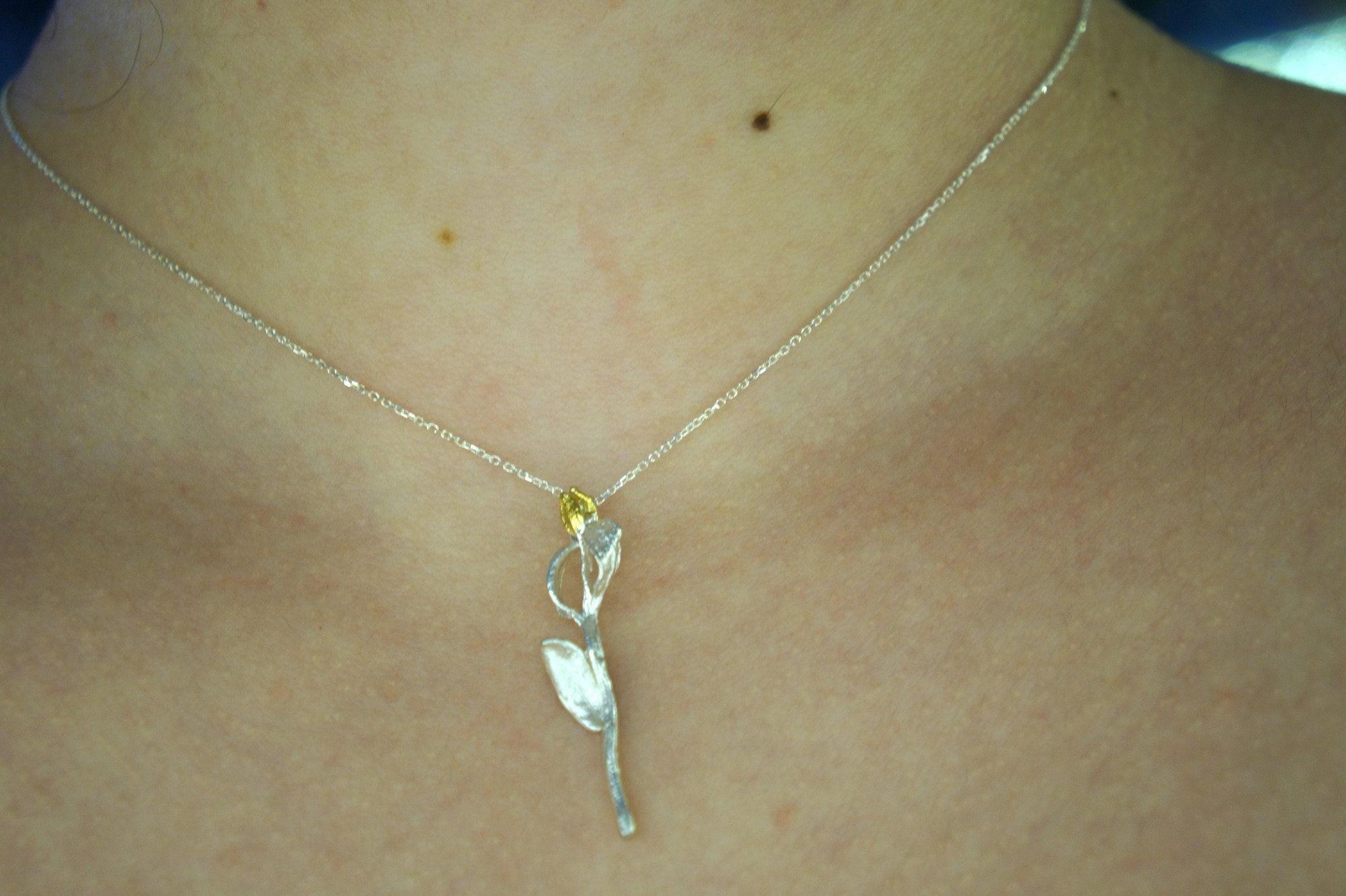 Real Olive Branch Silver Pendant Necklace, Handmade Nature Jewelry, Organic Botanical Pendant, Gift for Peace &amp; Protection, Sterling Silver 925