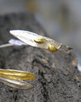Real Olive Leaf Silver Cuff Bracelet, Handmade Nature Jewelry, Organic Forest Cuff, Gift for Peace & Protection, 14K Gold Plated Sterling Silver 925