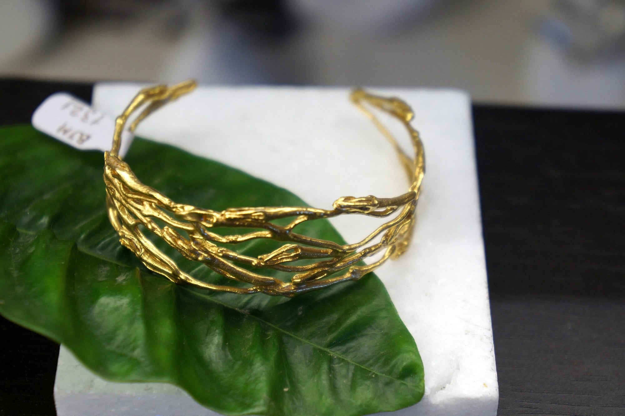 Gold Branch Bracelet, Gold-Plated Sterling Silver Jewelry, Jasmine Branch Bracelet, Handmade Gift for Her, Birthday Gift for Women-0
