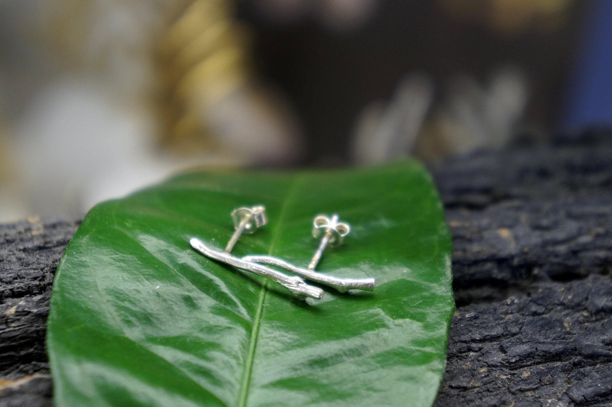 Jasmine Twig Earrings, Sterling Silver Jewelry, Nature-Inspired Handmade Accessory-1