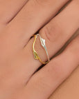 Jasmine Twig Ring - Two-Tone Sterling Silver Minimalist Band-0