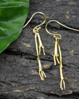 Real Jasmine Twig Gold Dangle Earrings, Handmade Nature Jewelry, Organic Botanical Dangles, Gift for Beauty & Good Luck, 14K Gold Plated Sterling Silver 925