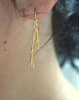 Real Jasmine Twig Gold Dangle Earrings, Handmade Nature Jewelry, Organic Botanical Dangles, Gift for Beauty & Good Luck, 14K Gold Plated Sterling Silver 925