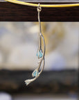 Jasmine Twig Necklace: Floral Nature Jewelry (Sky Blue Raw Murano)-2