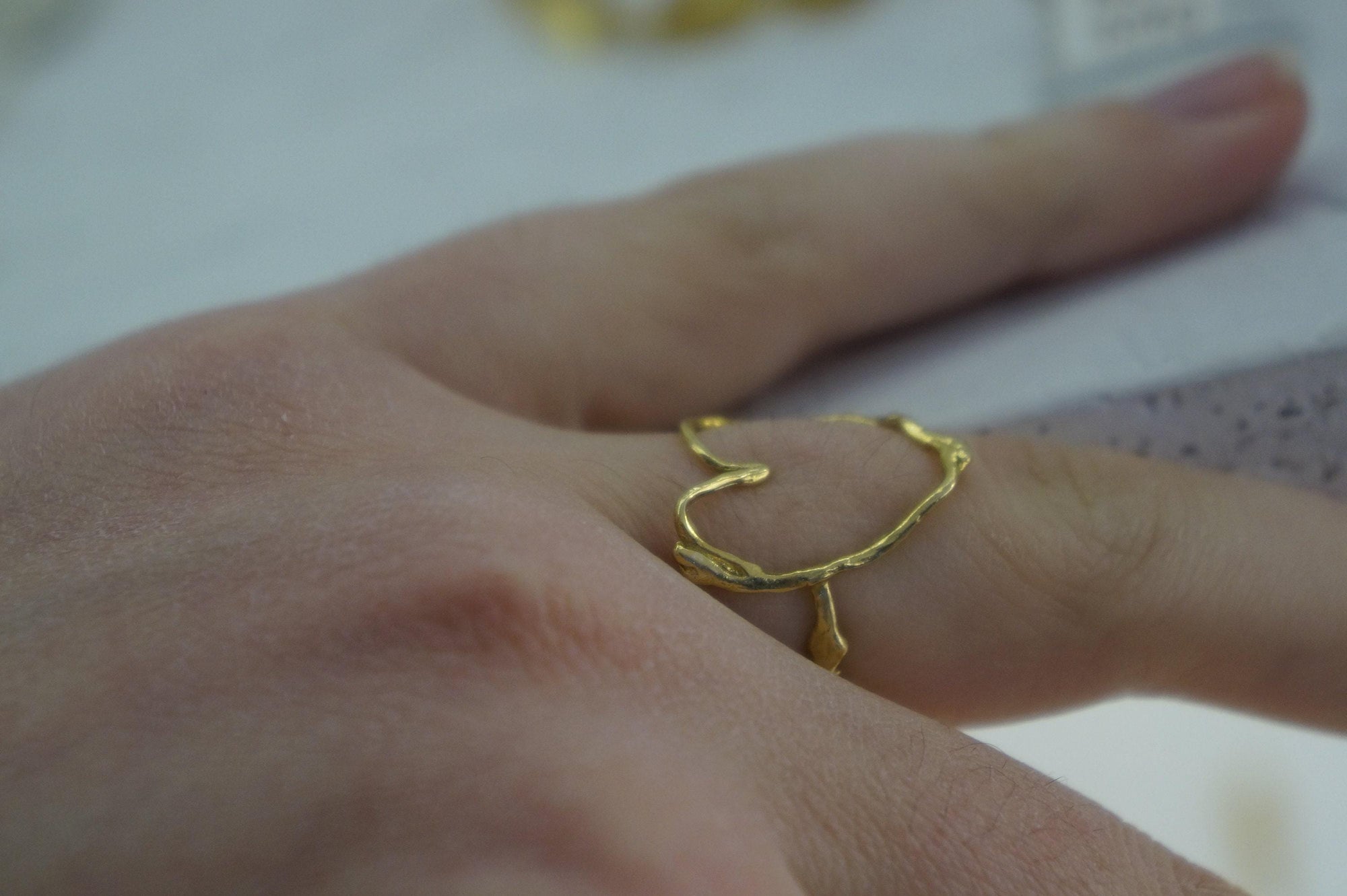 Real Jasmine Twig Silver Ring with Heart Detail, Handmade Nature Jewelry, Organic Botanical Band, Gift for Beauty &amp; Appreciation, Sterling Silver 925