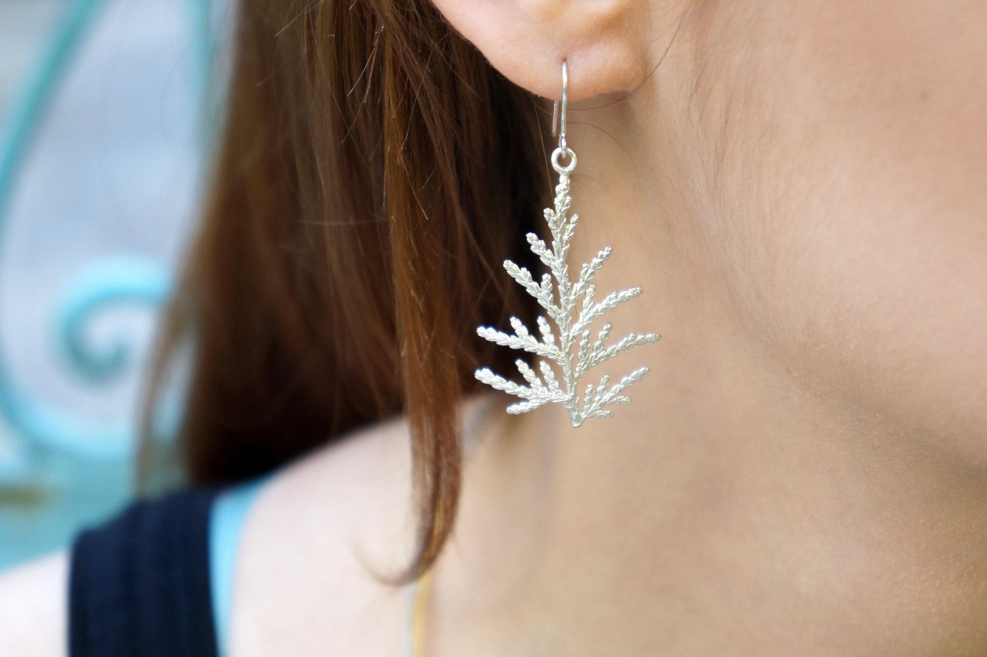 Cypress Leaf Earrings: Lightweight Dangle - Gold or Silver-1
